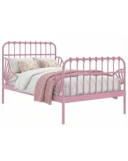 Różowe metalowe łóżko rosnące z dzieckiem 80x130/200 cm - Kasja w sklepie Edinos.pl