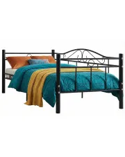 Czarne metalowe łóżko jednoosobowe 90x200 cm - Korello w sklepie Edinos.pl