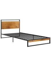 Czarne loftowe łóżko pojedyncze metalowe 90x200 cm - Petrix w sklepie Edinos.pl