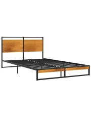 Czarne metalowe łóżko małżeńskie w stylu loft 140x200 cm - Petrix w sklepie Edinos.pl