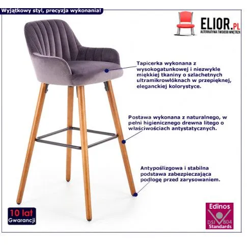 Fotografia Szary tapicerowany hoker z oparciem - Peloti z kategorii Hokery