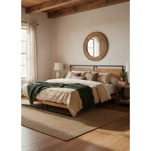 Czarne metalowe łóżko małżeńskie 160x200 cm   Zana