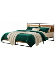 Czarne duże łóżko małżeńskie z metalu 180x200 cm - Zana w sklepie Edinos.pl