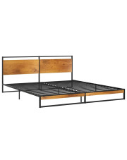 Czarne industrialne łóżko z metalu 200x200 cm - Petrix w sklepie Edinos.pl