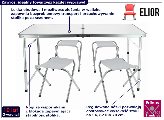 Biały składany komplet turystyczny Zowros