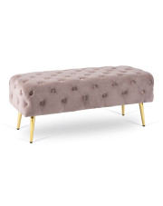 Pikowana ławka do przedpokoju glamour różowy + złoty - Agva