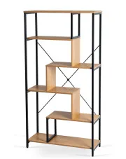 Nowoczesny otwarty regał biurowy czarny + dąb złoty - Bonnie w sklepie Edinos.pl