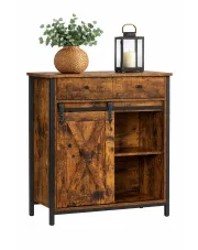 Loftowa komoda do pokoju z przesuwnymi drzwiami rustykalny brąz - Maxo w sklepie Edinos.pl