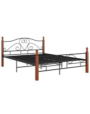 Metalowe łóżko małżeńskie czarny + ciemny dąb 160x200 cm - Onel