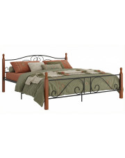 Łóżko małżeńskie czarny + ciemny dąb 180x200 cm - Dexir w sklepie Edinos.pl