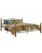 Łóżko małżeńskie vintage czarny + ciemny dąb 200x200 cm - Dexir w sklepie Edinos.pl