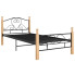Metalowe łóżko jednoosobowe czarny + jasny dąb 90x200 cm - Onel