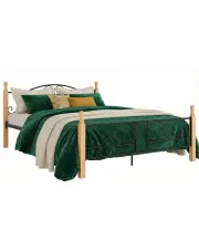 Czarne metalowe łóżko w stylu vintage czarny + jadny dąb 120x200 cm w sklepie Edinos.pl