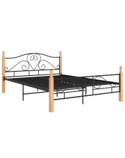 Metalowe łóżko vintage czarny + jasny dąb 140x200 cm - Onel