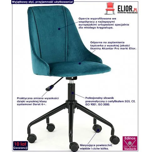 Fotografia Fotel obrotowy dla dziecka Jack - zielony z kategorii Siedziska dla dzieci i młodzieży