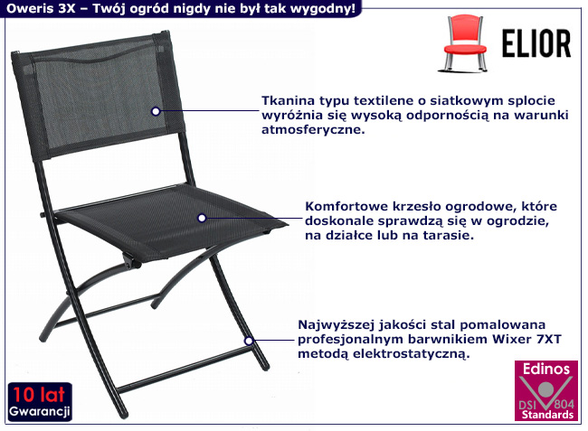 Składane krzesło balkonowe Gerto 3X