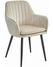 Beżowe welurowe tapicerowane krzesło z podłokietnikami - Negros 3X w sklepie Edinos.pl