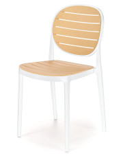 Krzesło sztaplowane biały + naturalny  - Aksel w sklepie Edinos.pl