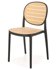Krzesło sztaplowane czarny + naturalny - Aksel
