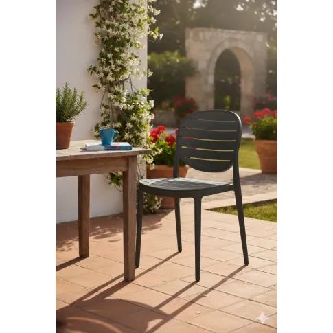 Czarne nowoczesne krzesło sztaplowane   Sirin