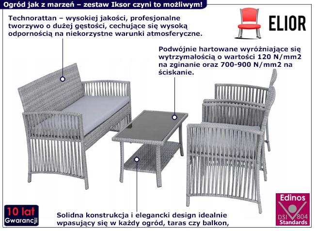 Jasnoszary zestaw ogrodowy Bambi