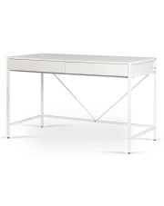 Białe nowoczesne minimalistyczne biurko na metalowych nogach - Tozi w sklepie Edinos.pl