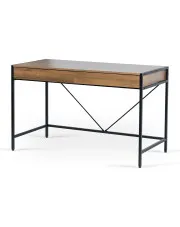 Industrialne duże biurko na metalowych nogach z szufladami orzech + czarny - Tozi