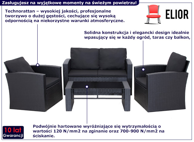 4 elementowy zestaw mebli ogrodowych Agio