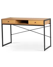 Loftowe duże biurko na metalowych nogach do pracy z szufladami dąb złoty + czarny - Horo
