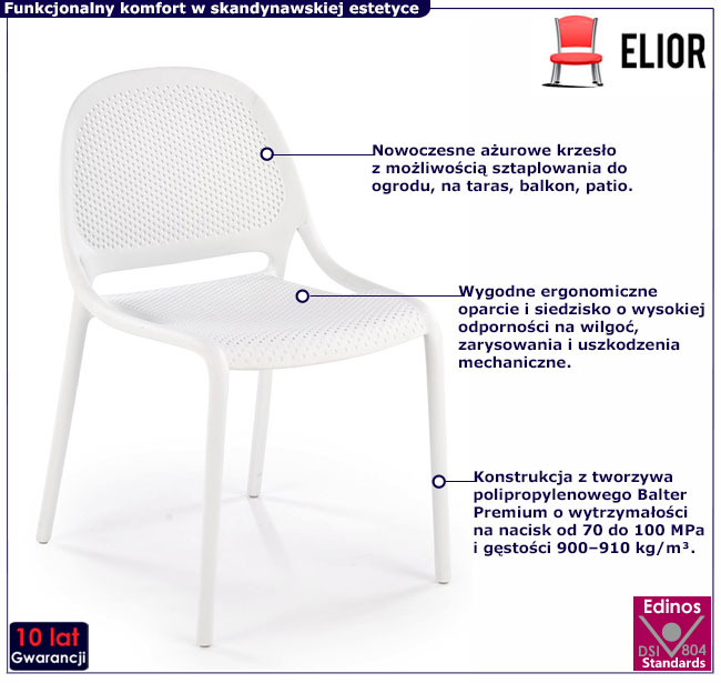 białe sztaplowane krzesło Olav 3X