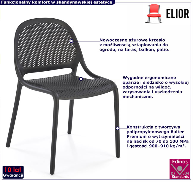czarne sztaplowane krzesło Olav 3X
