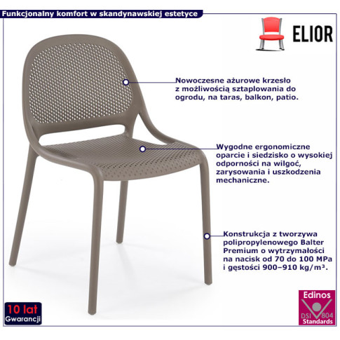 sztaplowane krzesło kolor khaki Olav 3X