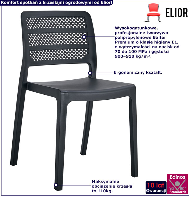 Czarne krzesło balkonowe nowoczesne Oxion