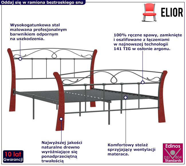 Metalowe łóżko Bover