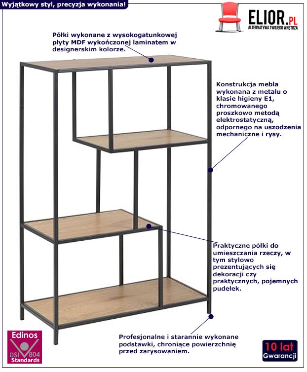 Modny regał Esmond 4X - dąb sonoma