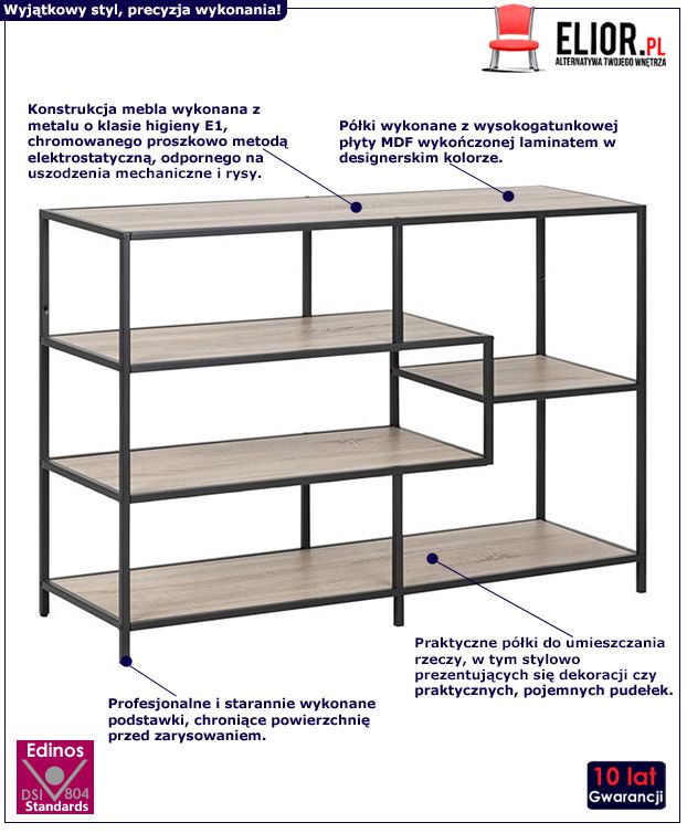 Industrialny regał Esmond 5X - modny