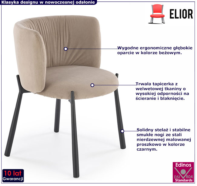 beżowe tapicerowane krzesło Selgra