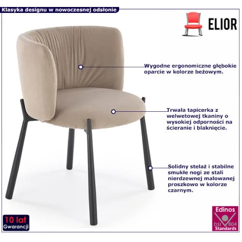 nowoczesne metalowe krzesło beżowe Kamaro