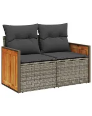Sofa ogrodowa z czarnymi poduszkami - Erinti 4X