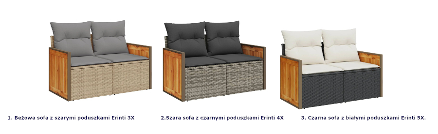 Produkt Sofa ogrodowa z szarymi poduszkami - Erinti 3X