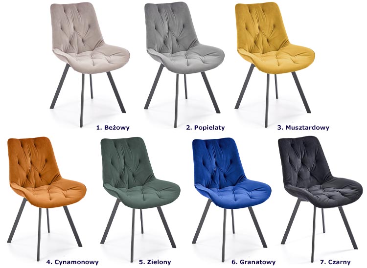Dostępne kolory krzesła Blubell