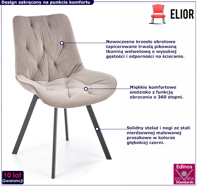 beżowe tapicerowane krzesło obrotowe Levi