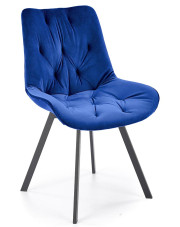 Granatowe metalowe tapicerowane krzesło obrotowe - Blubell w sklepie Edinos.pl