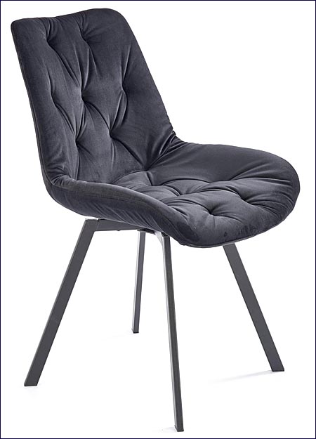 czarne krzesło tapicerowane obrotowe Blubell