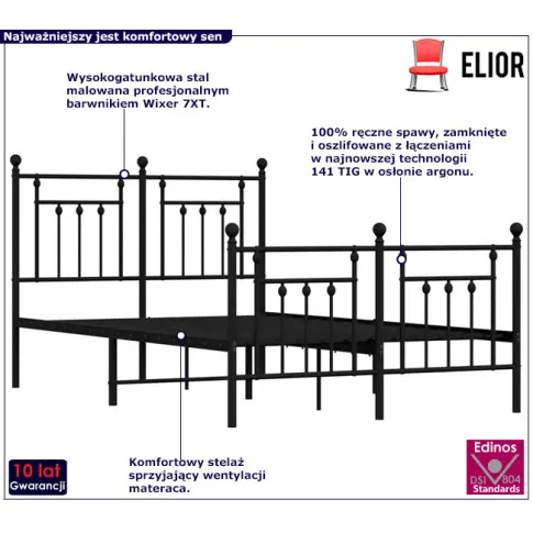 Metalowe czarne łóżko Velonis