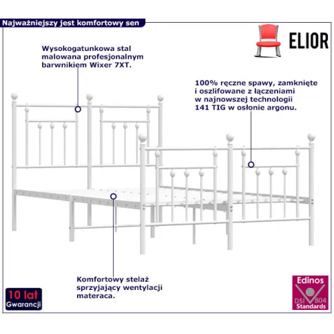 Białe pojedyncze łóżko z metalu Velonis