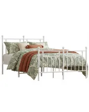 Białe metalowe łóżko małżeńskie 150x200 cm - Ringo w sklepie Edinos.pl