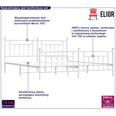 Białe metalowe łóżko Velonis