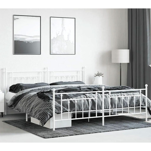 Białe metalowe łóżko Velonis