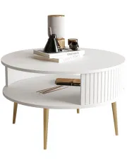 Biały okrągły stolik kawowy z półką - Gaxi 4X